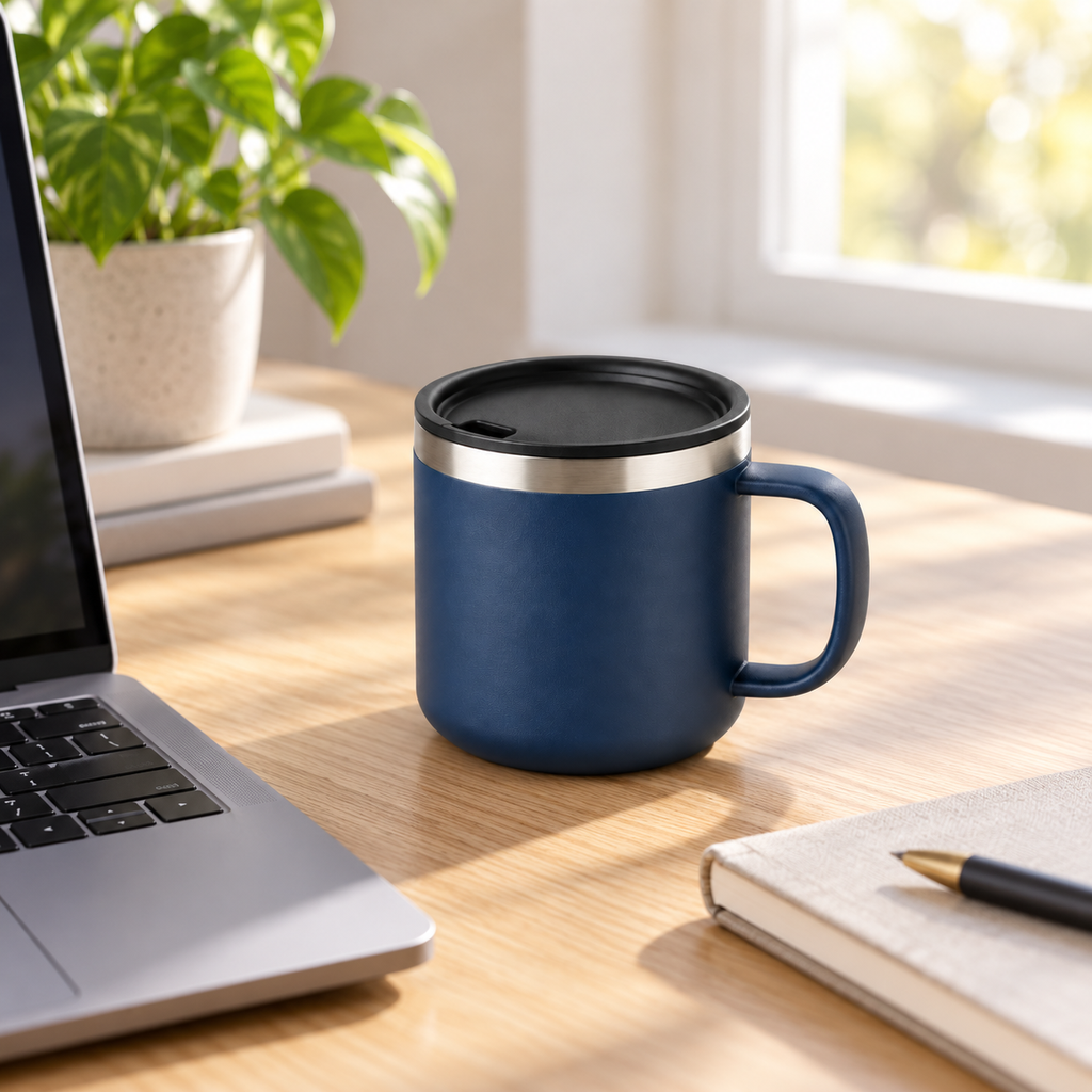 Desk Mug 14 oz in Harbor, lifestyle view