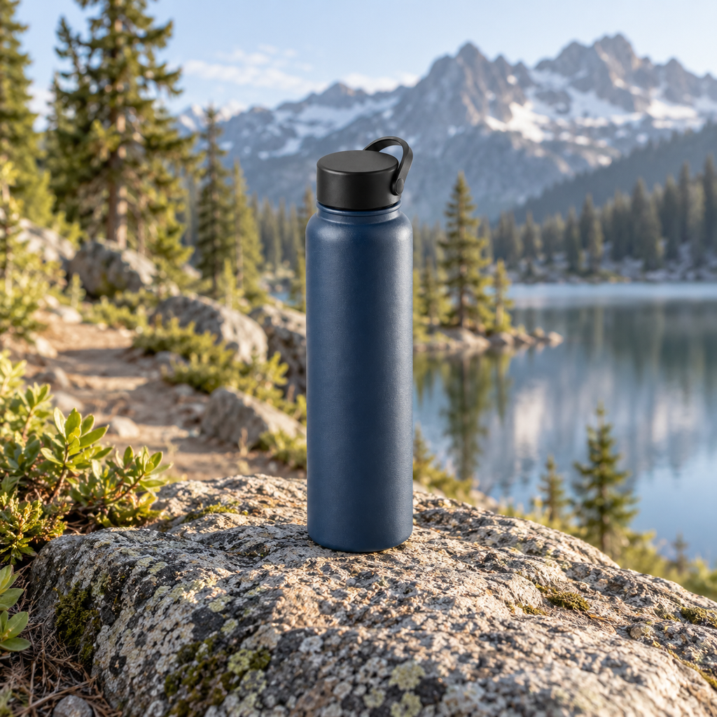 Trail Flask 12 oz in Harbor, lifestyle view
